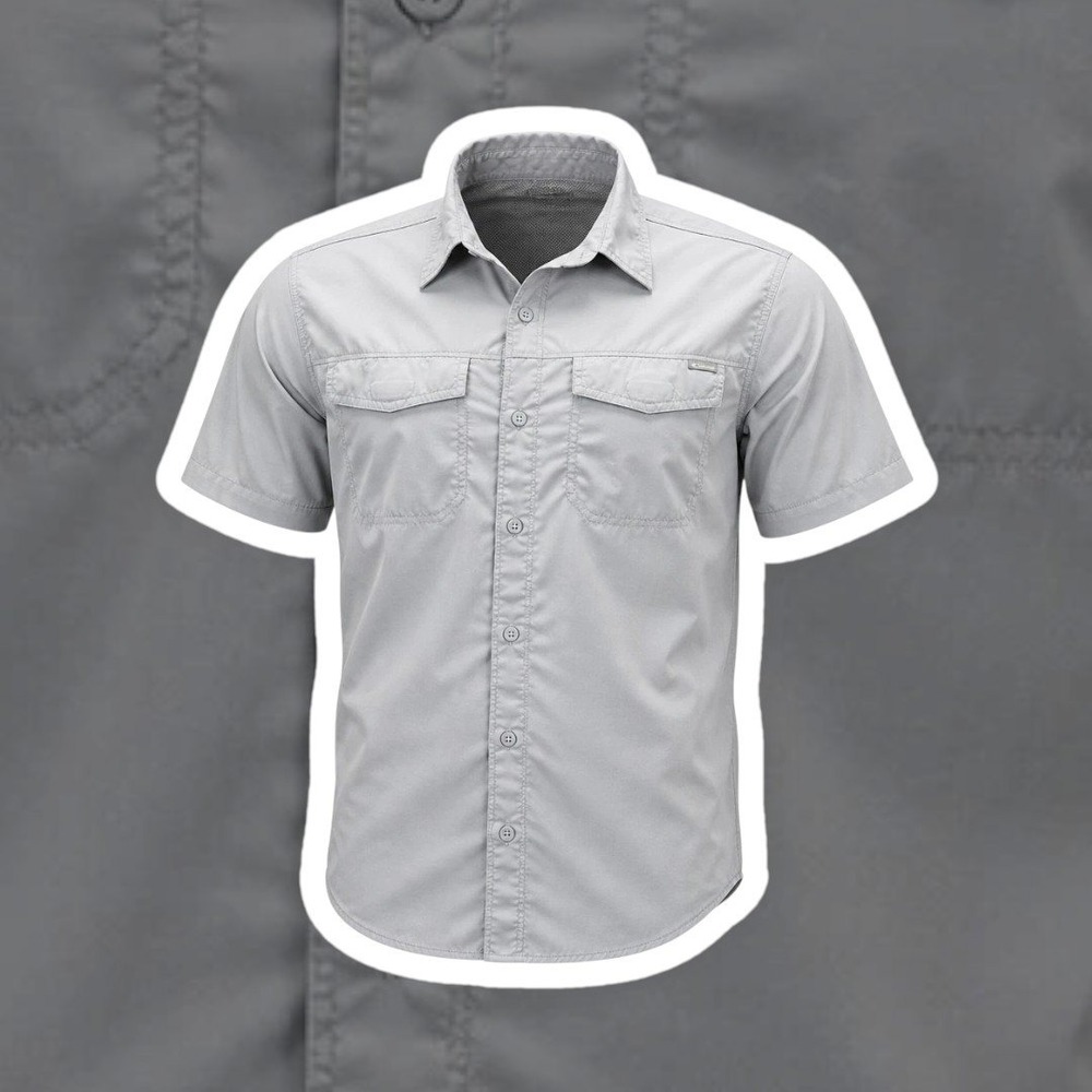 Columbia Shirt Mens Large Gray Short Sleeve Button Up Fishing Lightweight Vented